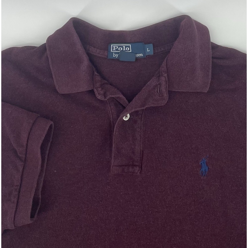 Polo Ralph Lauren Polo Shirt Men Lg Burgundy Short Sleeve Preppy Golf Classic